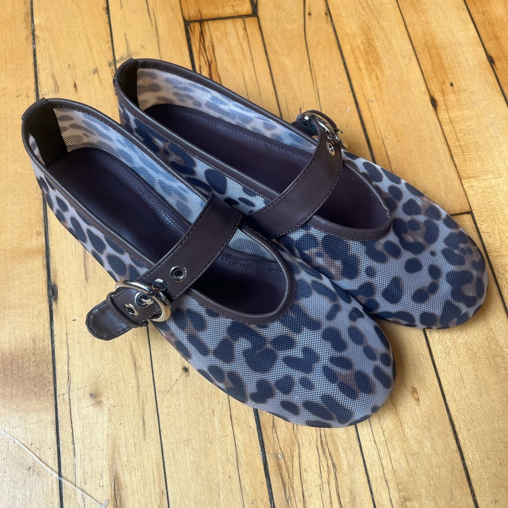 Mesh Leopard Ballet Flats